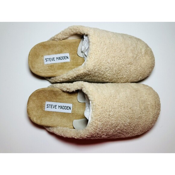 Steve Madden Beige Fuzzy Slippers - Picture 5 of 7